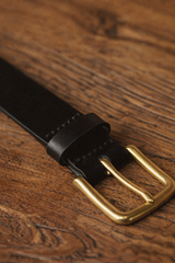Saddle Leather Thin Belt - Black