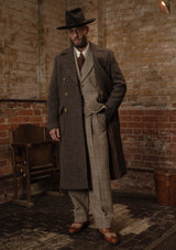 Bawden Double Breasted Pure Wool Overcoat - Faded Brown Barleycorn