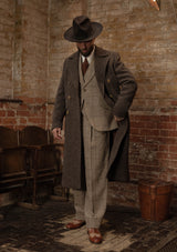 Bawden Double Breasted Pure Wool Overcoat - Faded Brown Barleycorn