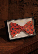 Silk Pre-Tie Bow Tie - Red Patterned