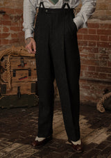 Coleman Harris Tweed Clark Trouser - Black w/ White Fleck