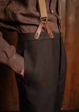 Hawthorne Fishtail Trousers - Farriers Black Linen