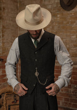 Coleman Harris Tweed Waistcoat - Black w/ White Fleck