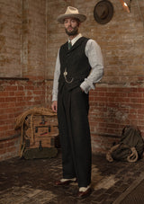 Coleman Harris Tweed Waistcoat - Black w/ White Fleck