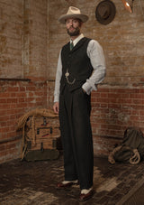 Coleman Harris Tweed Waistcoat - Black w/ White Fleck