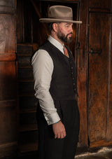 Hawthorne Cropped Waistcoat - Farriers Black Linen