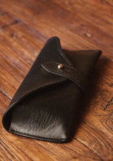 Saddle Leather Glasses Case - Black