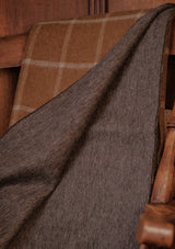 Double Sided Merino Wool Throw - Mustard Check / Brown Herringbone