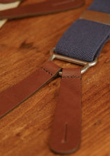 Button Braces w/ Silver Brass Fittings - Blue