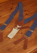 Button Braces w/ Silver Brass Fittings - Blue