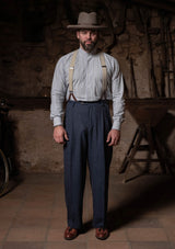 Coleman Clark Trouser - Navy Fleck Hopsack