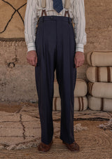 Brockman 'Clark' Trouser - Navy Diamond Weave Wool
