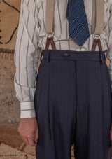 Brockman 'Clark' Trouser - Navy Diamond Weave Wool