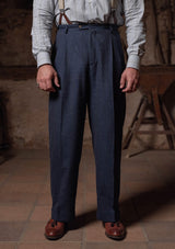 Coleman Clark Trouser - Navy Fleck Hopsack