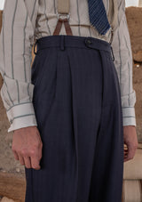 Brockman 'Clark' Trouser - Navy Diamond Weave Wool