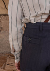 Brockman 'Clark' Trouser - Navy Diamond Weave Wool