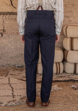 Brockman Classic Trousers - Navy Diamond Weave Wool