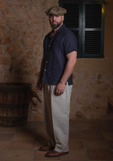 Crochet Short Sleeve Board Shirt - Navy