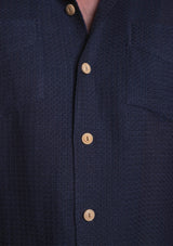 Crochet Short Sleeve Board Shirt - Navy