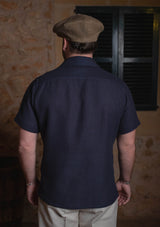 Crochet Short Sleeve Board Shirt - Navy