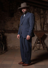 Coleman Clark Trouser - Navy Fleck Hopsack