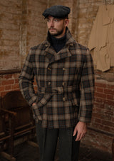 Pure Wool Pea Coat - Tideworn Check