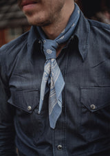 'Frontier Blue' 100% Cotton Selvedge Bandana - #3