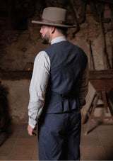 Coleman Waistcoat - Navy Fleck Hopsack