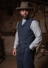 Coleman Waistcoat - Navy Fleck Hopsack