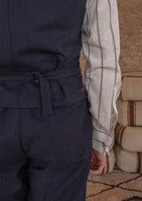 Brockman Waistcoat - Navy Diamond Weave Wool