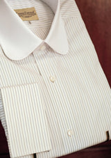 Club Collar Cotton Shirt - Blue & Black Pinstripe
