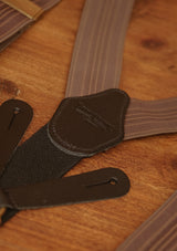 Button Braces w/ Brass Fittings - Antique Walnut w/ Denim Stripe