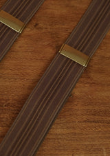 Button Braces w/ Brass Fittings - Antique Walnut w/ Denim Stripe