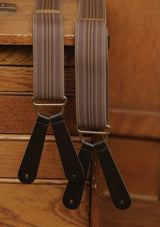 Button Braces w/ Brass Fittings - Antique Walnut w/ Denim Stripe
