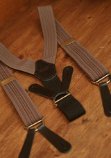 Button Braces w/ Brass Fittings - Antique Walnut w/ Denim Stripe