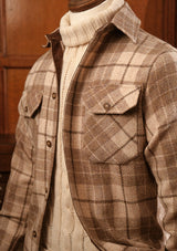 Brower Harris Tweed Overshirt - Cream Tartan