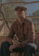 Long Sleeve Linen Board Shirt - Brown