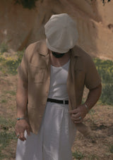 Crochet Short Sleeve Board Shirt - Mocha