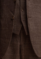 Brockman Waistcoat - Dark Brown Prince Of Wales Check