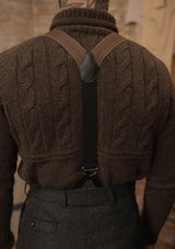 Clapperton Half Cable Knit Lambswool Sweater - Brown