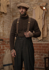 Clapperton Half Cable Knit Lambswool Sweater - Brown