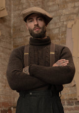 Clapperton Half Cable Knit Lambswool Sweater - Brown