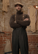 Clapperton Half Cable Knit Lambswool Sweater - Brown