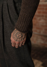 Clapperton Half Cable Knit Lambswool Sweater - Brown