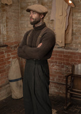 Clapperton Half Cable Knit Lambswool Sweater - Brown