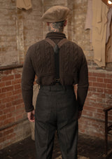 Clapperton Half Cable Knit Lambswool Sweater - Brown