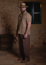 Crochet Short Sleeve Board Shirt - Mocha