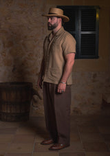 Crochet Short Sleeve Board Shirt - Mocha