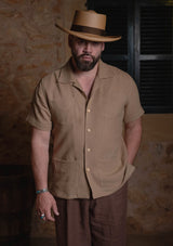 Crochet Short Sleeve Board Shirt - Mocha