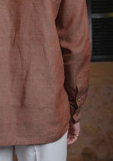 Long Sleeve Linen Board Shirt - Brown